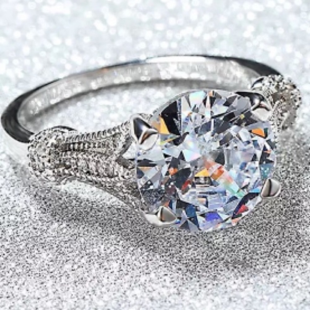 🆕STUNNING! 18K White Gold 3Ct Moissanite Ring